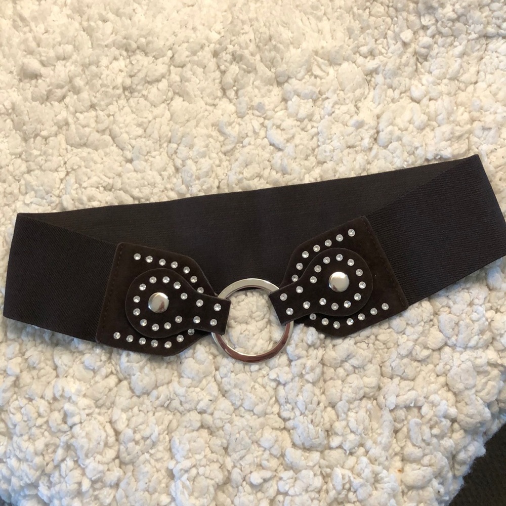 Brown Stretch Crystal and Silver adorned Belt